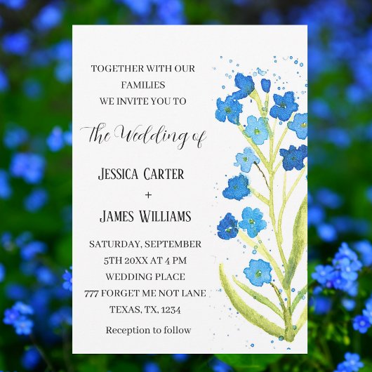 Invitation Oubliez-moi pas Aquarelle Floral Mariage