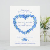 Invitation Oubliez-moi pas coeur art mariage bleu blanc (Debout devant)