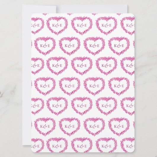 Invitation Oubliez-moi pas coeur art mariage rose blanc (Dos)