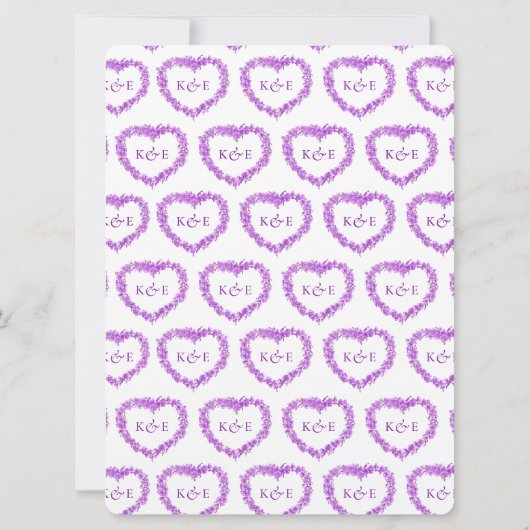 Invitation Oubliez-moi pas coeur art mariage violet blanc (Dos)