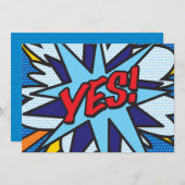 Invitation OUI Amusant Rétro Bande Dessinée Pop Art (Devant / Derrière)