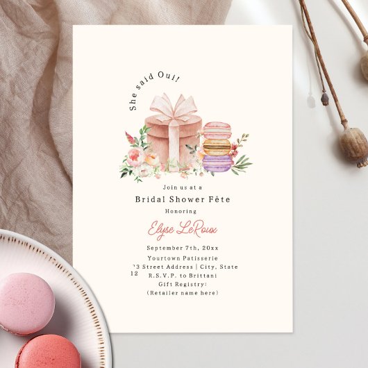 Invitation Oui French Macaron Fête des mariées Fête