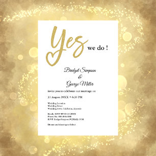 Invitation Oui Nous faisons blanc mariage or