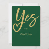 Invitation Oui Nous faisons émeraude vert mariage or (Dos)
