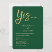 Invitation Oui Nous faisons émeraude vert mariage or (Devant)