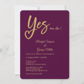Invitation Oui Nous faisons mariage or prune (Devant)