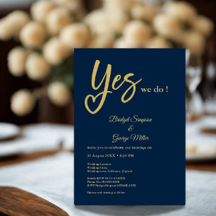 Invitation Oui Nous faisons Marine bleu mariage or
