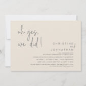 Invitation Oui, nous l'avons fait, Elopement Mariage, Crème e (Devant)