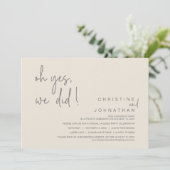Invitation Oui, nous l'avons fait, Elopement Mariage, Crème e (Debout devant)