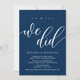 Invitation Oui, nous l'avons fait, Noir, Mariage Elopement Pa