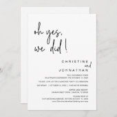 Invitation Oui, On L'A Fait, Mariage Elopement Dancing Party (Devant / Derrière)