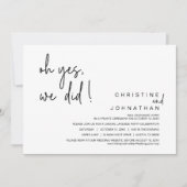 Invitation Oui, On L'A Fait, Mariage Elopement Dancing Party (Devant)