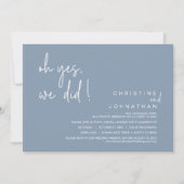 Invitation Oui, On L'A Fait, Mariage Elopement, Dusty Blue (Devant)