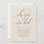 Invitation Oui, On L'A Fait, Réception De Mariage De Script M (Devant)
