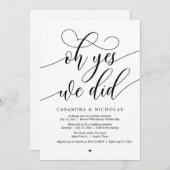 Invitation Oui, On L'A Fait, Réception De Mariage De Script M (Devant / Derrière)