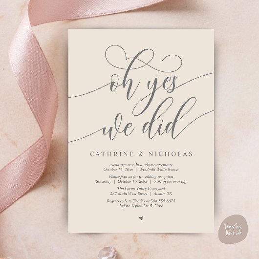Invitation Oui, On L'A Fait, Réception De Mariage De Script M