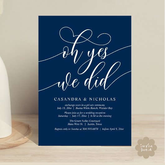 Invitation Oui, On L'A Fait, Réception De Mariage De Script M