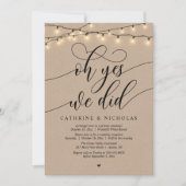 Invitation Oui, On L'A Fait, Réception De Mariage De Script M (Devant)