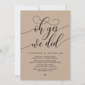 Invitation Oui, On L'A Fait, Réception De Mariage De Script M (Devant)