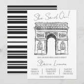 Invitation Oui Paris, Arc de Triomphe, Fête des mariées (Devant / Derrière)