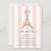 Invitation Oui Paris Bow Eiffel Tower QRCODE DÉTAILS (Devant)