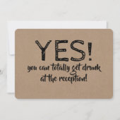 Invitation Oui Vous Pouvez Obtenir Drunny Funny BRIDESMAID CA (Devant)