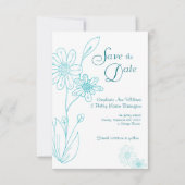 Invitation Oups Daisy Simple Aqua Bleu Enregistrer la Date (Devant)