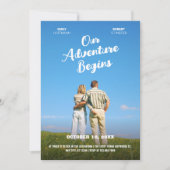 Invitation Our Adventure Begins wedding photo movie theme  (Devant)