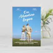Invitation Our Adventure Begins wedding photo movie theme  (Debout devant)
