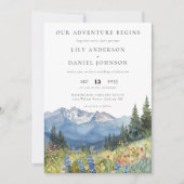 Invitation Our Adventure Mountain Wildflower QR Code Wedding (Devant)