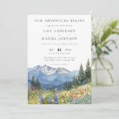 Invitation Our Adventure Mountain Wildflower QR Code Wedding (Debout devant)