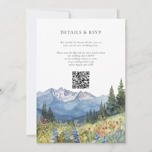 Invitation Our Adventure Mountain Wildflower QR Code Wedding (Dos)