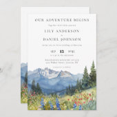 Invitation Our Adventure Mountain Wildflower QR Code Wedding (Devant / Derrière)