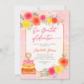 Invitation Our Greatest Adventure Floral Travel Zinnia Bridal (Devant)