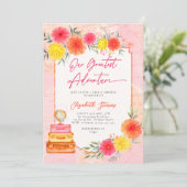 Invitation Our Greatest Adventure Floral Travel Zinnia Bridal (Debout devant)