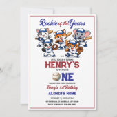 Invitation Our Little Animals Baseball 1st Birthday Party (Devant)