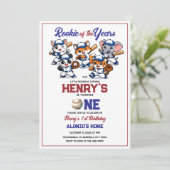 Invitation Our Little Animals Baseball 1st Birthday Party (Debout devant)