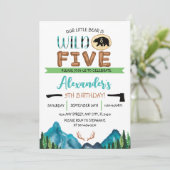 Invitation Our Little Bear is Wild & Five Anniversaire (Debout devant)