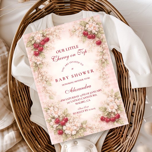 Invitation Our Little Cherry Blossom Baby Shower