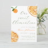 Invitation Our Little Clementine Elegant Script Baby Shower (Debout devant)