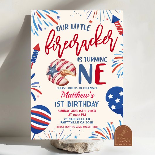 Invitation Our Little Firecracker is turning one invitat