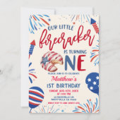 Invitation Our Little Firecracker is turning one invitat (Devant)