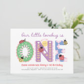 Invitation Our Little Lovebug, Flowers First Birthday Party (Debout devant)