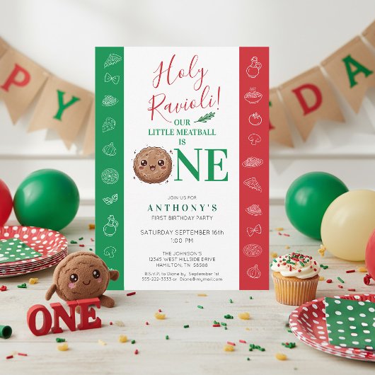 Invitation Our Little Meatball is One Birthday Party 