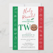 Invitation Our Little Meatball is Two Birthday Party (Devant)