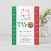 Invitation Our Little Meatball is Two Birthday Party (Debout devant)