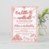 Invitation Our Little Meatball Italian Birthday Party (Debout devant)