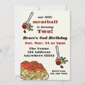 Invitation Our Little Meatball, Spaghetti, Birthday (Devant)