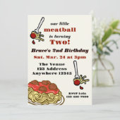 Invitation Our Little Meatball, Spaghetti, Birthday (Debout devant)