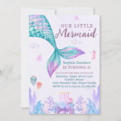 Invitation Our Little Mermaid Birthday Party Pink (Devant)